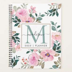 2024 Monogramm Aquarellfarben wöchentlich Planer
