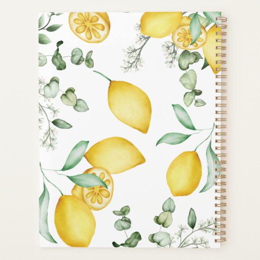 2024 Monogramm Wasserfarben-Zitronenmuster Planer (Rückseite)