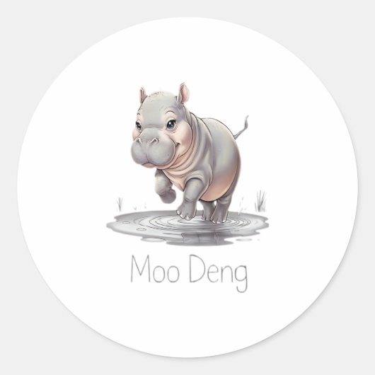 2024 Moo Deng Runder Aufkleber (Vorderseite)