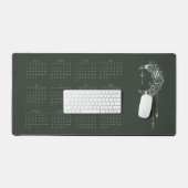 2024 Navy Green Moon Calendar Schreibtischunterlage (Tastatur & Maus)
