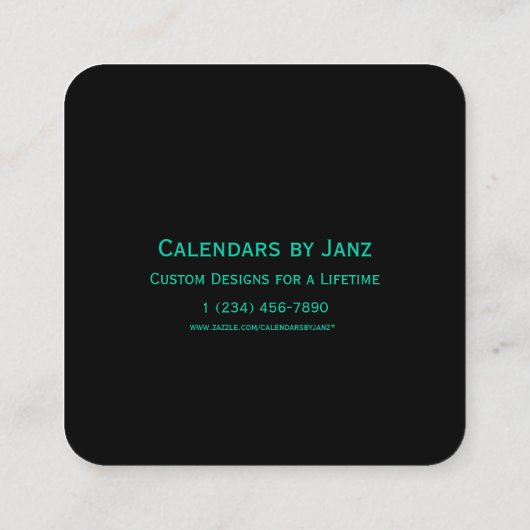 2024 Neon 52 Week ISO Kalender von Janz Quadratische Visitenkarte (Rückseite)