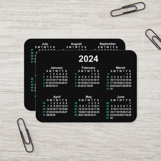 2024 Neon 52 Week ISO Kalender von Janz Visitenkarte (Vorderseite/Rückseite Beispiel)