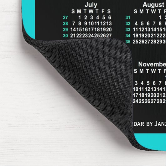 2024 Neon 52 Weeks ISO Kalender von Janz Two Tone Mousepad (Ecke)
