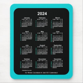 2024 Neon 52 Weeks ISO Kalender von Janz Two Tone Mousepad