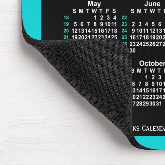 2024 Neon 52 Weeks ISO Kalender von Janz Two Tone Mousepad (Ecke)