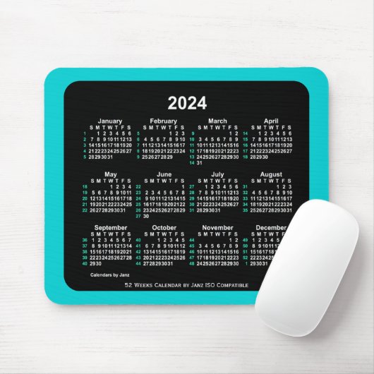 2024 Neon 52 Weeks ISO Kalender von Janz Two Tone Mousepad (Mit Mouse)
