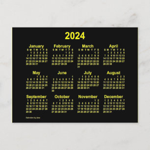 2024 Neon Gelber Mini-Kalender von Janz Postkarte