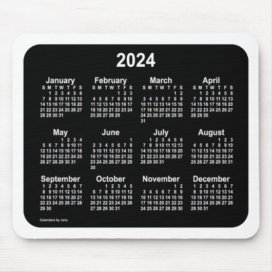 2024 Neon White Calendar von Janz Two Tone Mousepad (Vorne)