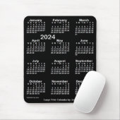 2024 Neon White Large Print Calendar by Janz Mousepad (Mit Mouse)