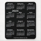 2024 Neon White Large Print Calendar by Janz Mousepad (Vorne)