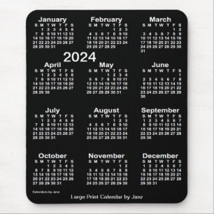 2024 Neon White Large Print Calendar by Janz Mousepad