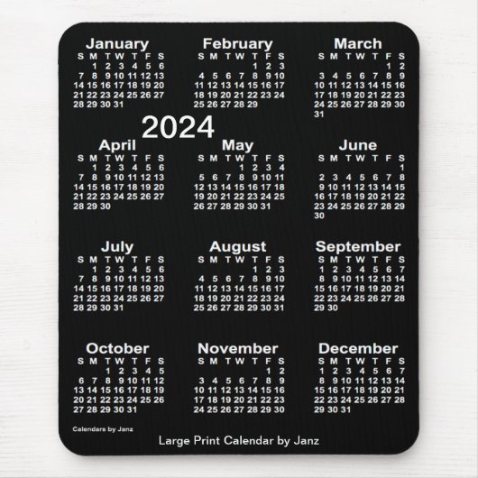 2024 Neon White Large Print Calendar by Janz Mousepad (Vorne)