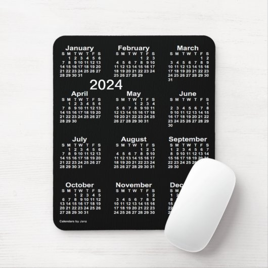 2024 Neon White Large Print Calendar von Janz Mousepad (Mit Mouse)