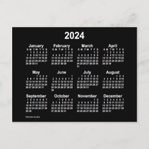 2024 Neon White Mini Calendar von Janz Postkarte