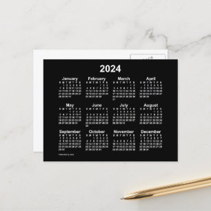 2024 Neon White Mini Kalender von Janz Postcard Postkarte