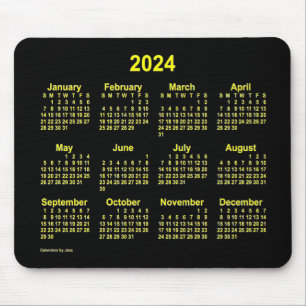 2024 Neon Yellow Calendar von Janz Mousepad