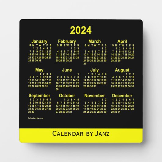 2024 Neon Yellow Desk Kalender von Janz Fotoplatte (Vorderseite)
