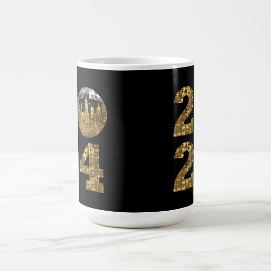 2024-Neue Jahre-Ball-NYC Gold- Kaffeetasse (Mittel)