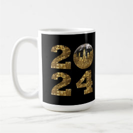 2024-Neue Jahre-Ball-NYC Gold- Kaffeetasse