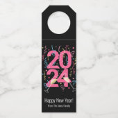 2024 Neue Jahre feiern Beifall grafische Sitte Flaschenanhänger (Vorderseite)