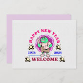 2024 NEUES JAHR GREETING WISH POSTKARTE (Vorne/Hinten)