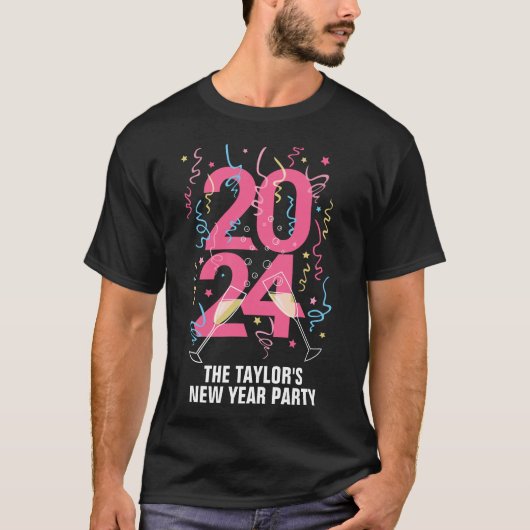 2024 Neujahrsfeier Night Champagne T-Shirt (Vorderseite)