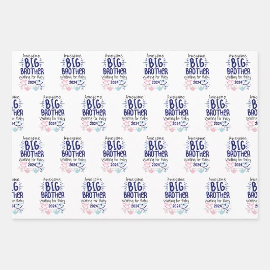 2024 New Big Brother Gewartet für Baby Sibling Geschenkpapier Set (Vorderseite)