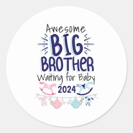 2024 New Big Brother Gewartet für Baby Sibling Runder Aufkleber (Vorderseite)