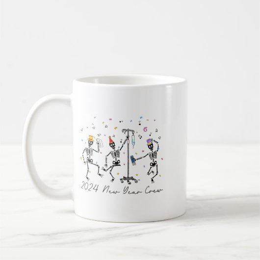 2024 New Year Crew Skeleton Dancing Funny Nurse Ic Kaffeetasse (Links)