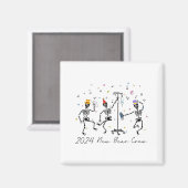 2024 New Year Crew Skeleton Dancing Funny Nurse Ic Magnet (Vorderseite/Rückseite)