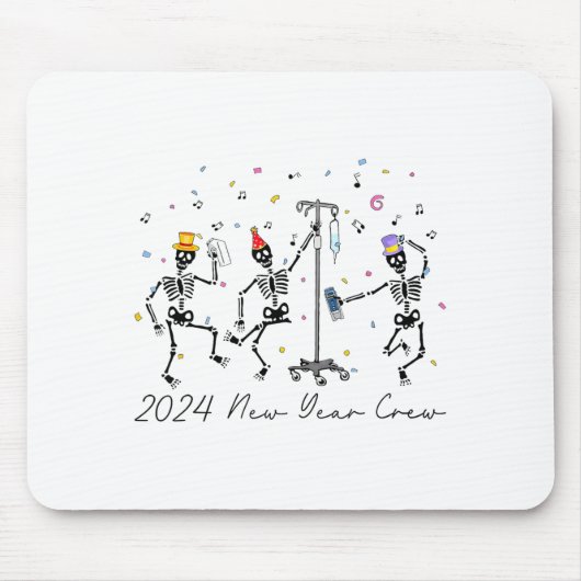 2024 New Year Crew Skeleton Dancing Funny Nurse Ic Mousepad (Vorne)