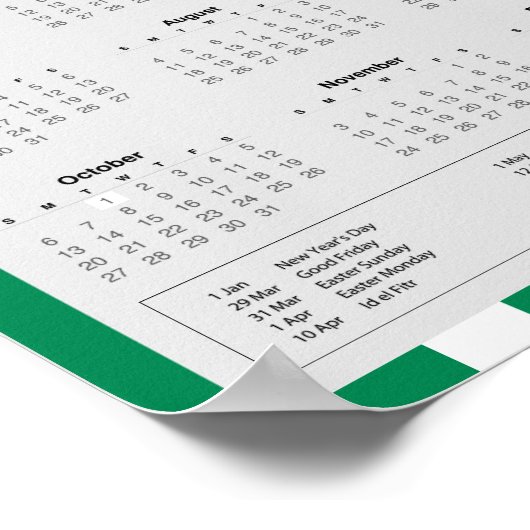 2024 Nigerianischer Kalender herunterladen 5,95 $ Poster (Ecke)