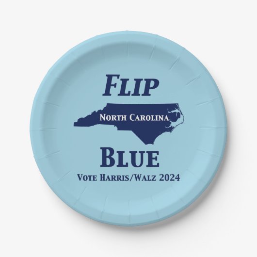 2024 North Carolina Blue gedreht Pappteller (Vorderseite)