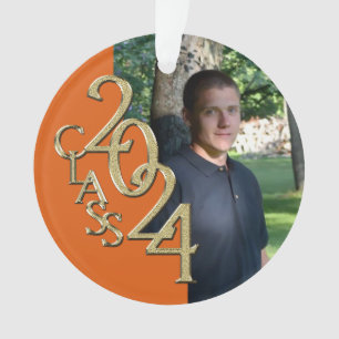 2024 Orange and Gold Abschluss Foto Ornament