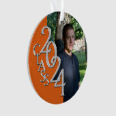 2024 Orange and Silver Abschluss Foto Ornament (Vorderseite)
