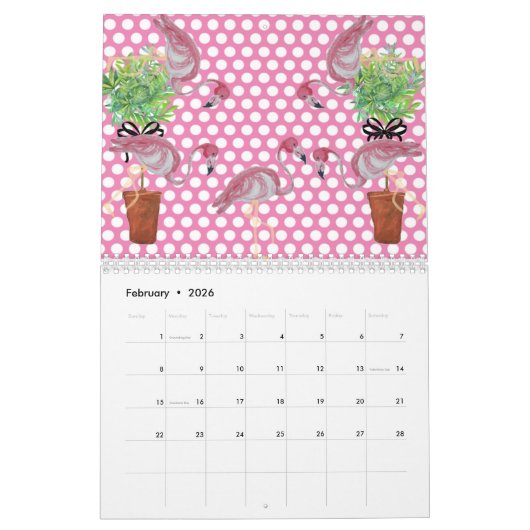 2024 Palm Pink Flamingo Flamingos Terra Cotta Kalender (Feb 2026)