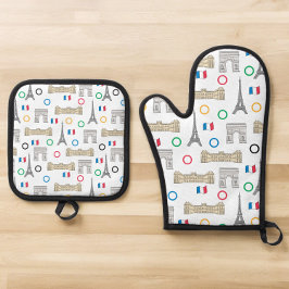 2024 Paris-Spiele Sommer-Spiele in Frankreich Ofenhandschuh & Topflappen-Set