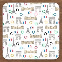 2024 Paris-Spiele Sommer-Spiele in Frankreich Rechteckiger Pappuntersetzer