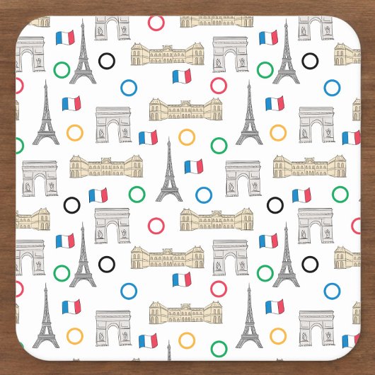 2024 Paris-Spiele Sommer-Spiele in Frankreich Rechteckiger Pappuntersetzer