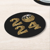 2024 Party-Ball-NYC Gold- Runder Pappuntersetzer (Angewinkelt)