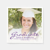 2024 Party für Lila Skript-Foto Serviette (Vorderseite)