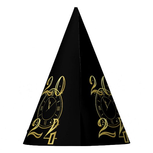 2024 Party-Hüte aus schwarzem Papier Partyhütchen (Rückseite)