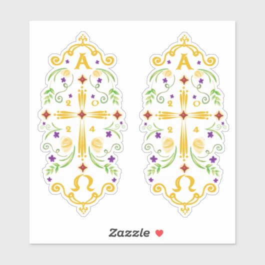 2024 Paschal Candle Purple Flowers Sticker (Blatt)