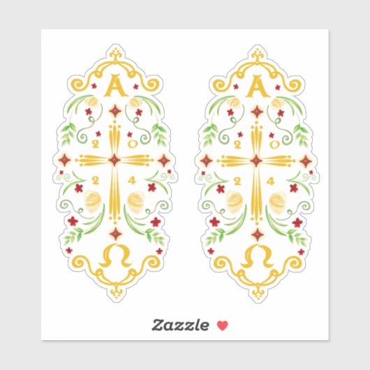 2024 Paschal Candle Red Blume Sticker (Blatt)