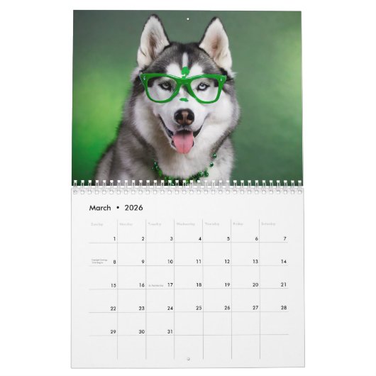 2024 Personalisiert 12 Monate Hunde mit Brille Kalender (Mär 2026)