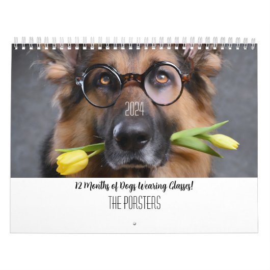 2024 Personalisiert 12 Monate Hunde mit Brille Kalender (Titelbild)