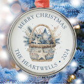2024 Personalisiert Blue Basket Frohe Weihnachten Ornament Aus Metall