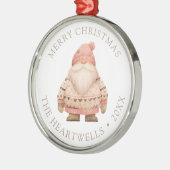 2024 Personalisiert Pink Santa Gnome Frohe Weihnac Ornament Aus Metall (Links)