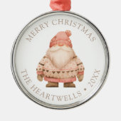 2024 Personalisiert Pink Santa Gnome Frohe Weihnac Ornament Aus Metall (Vorne)