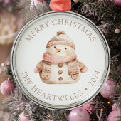 2024 Personalisiert Pink Snowman Frohe Weihnachten Ornament Aus Metall